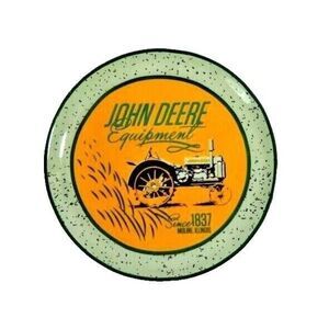 John Deere Equipment Tractor Salad Lunch Plate 8-in Green Yellow Stoneware Gift